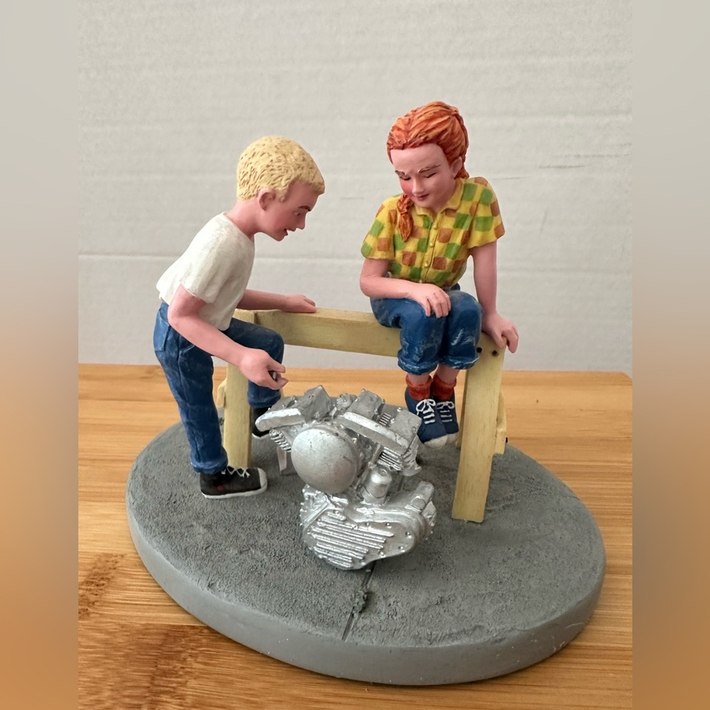 Harley Davidson Collectible Young Rider Figurine 'Engine Lesson' Sculpture
